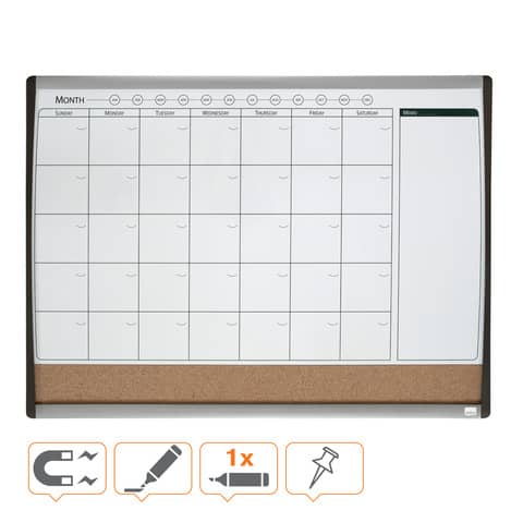 Lavagna magnetica combinata con calendario mensile Nobo Nobo 58,5x43 cm 1903813